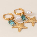 Starfish & Stone Drop Earrings