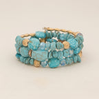 Blue Stone Beaded Stretch Bracelet