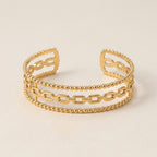 Stacked Bead Chain Cuff Bracelet