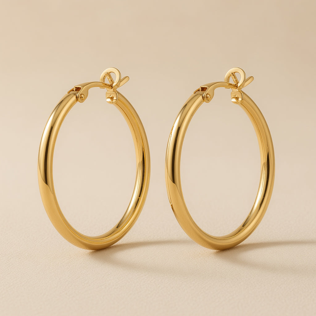 Stainless Steel Round Hoop Earrings