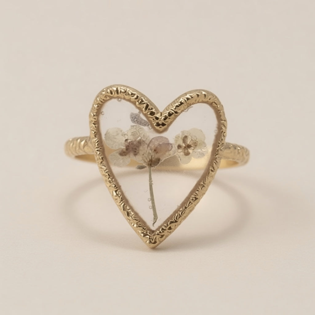 Dried Flower Resin Adjustable Ring