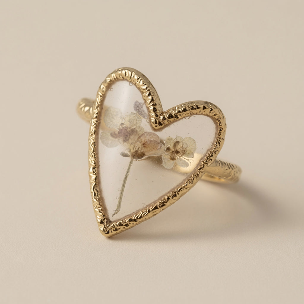 Dried Flower Resin Adjustable Ring