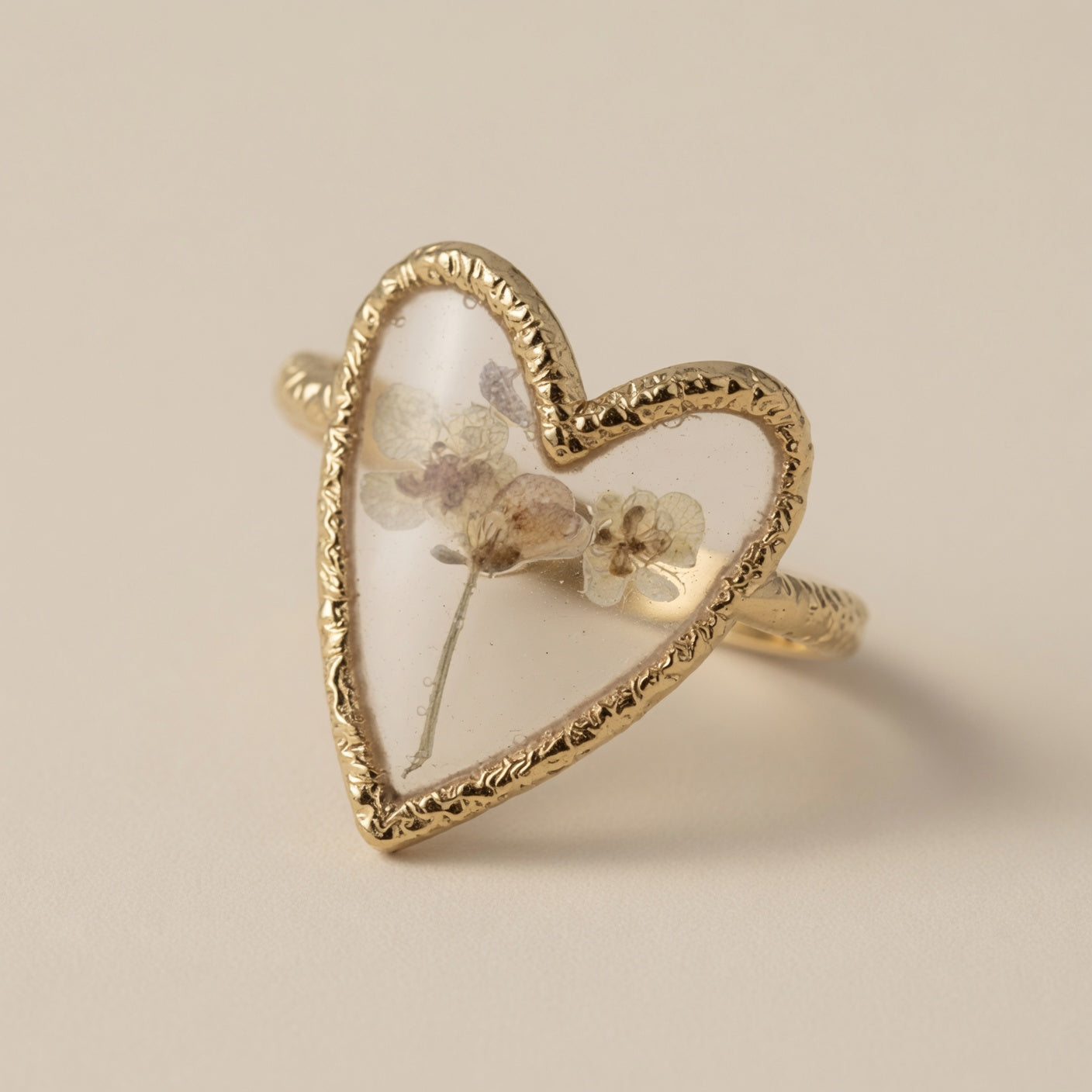 Dried Flower Resin Adjustable Ring